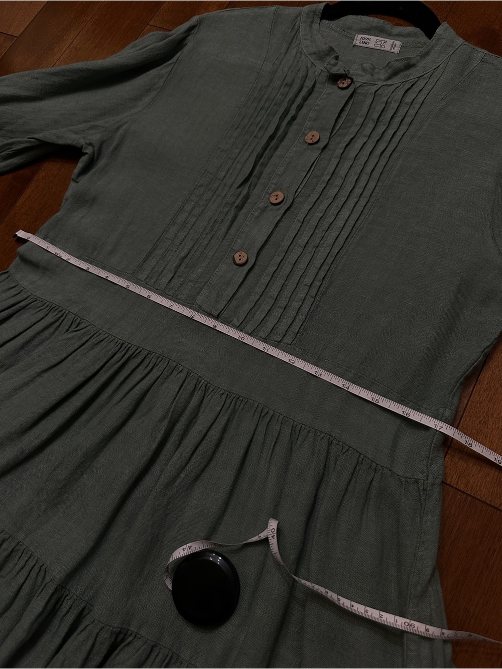 100% Linen Midi Teal Summer Dress – Size S-M Italy - Picture 7 of 9